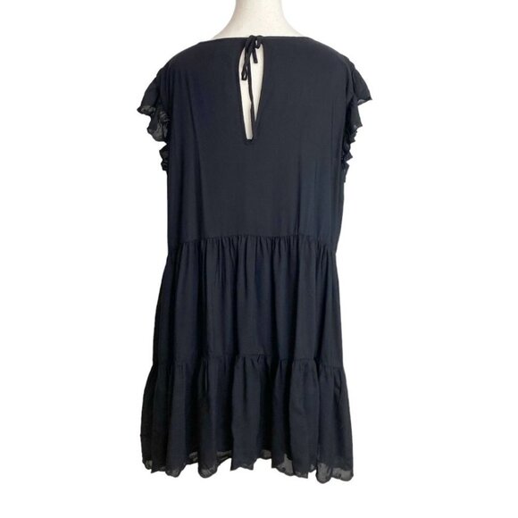 ARITZIA WILFRED SIDONIE RUFFLE LOOSE FIT MINI BOHO DRESS IN BLACK - Picture 6 of 10